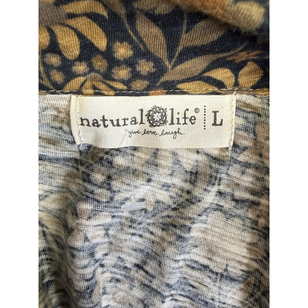 Natural Life Maxi Dress Women Large Brown Floral Cotton Boho Shirtdress L EX - Picture 7 of 7